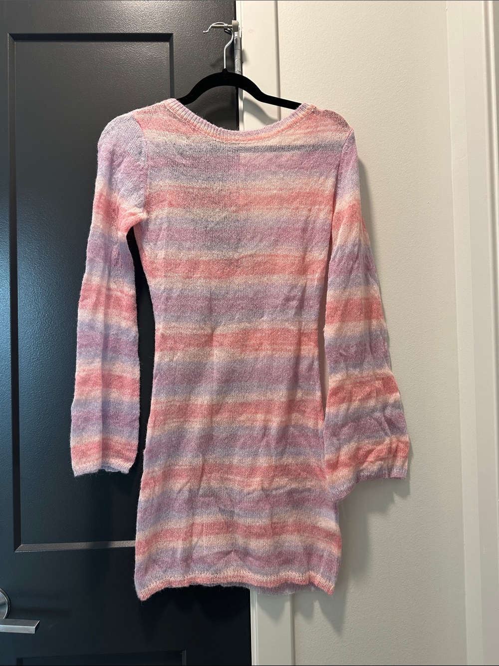 Womens Pastel Stripe Cozy Sweater Dress - Pink & Lavender